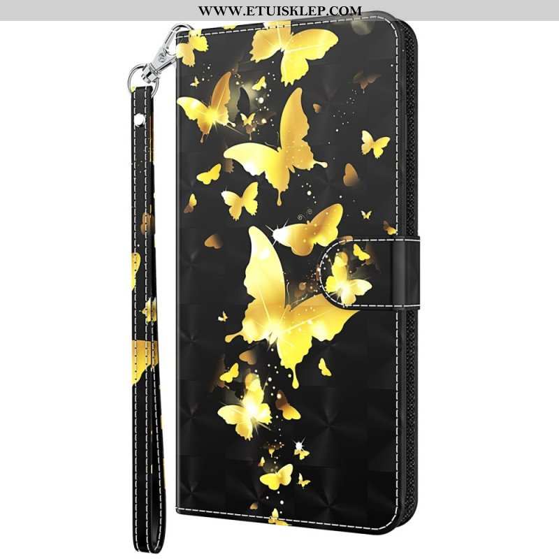 Etui Folio do Oppo A54 5G / A74 5G z Łańcuch Stringi Motyle